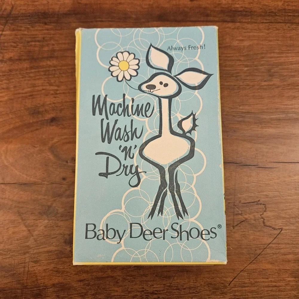 Vintage Doveen Wash &‎ Wear Baby Deer Shoes Size 3 In Original Box Early Walkers
